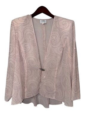 Kathy Roberts Vintage Blush Pink Glitter Swirl Formal Jacket Blouse Size 18W